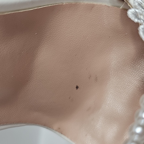 Crystal Queen White Lace Pearl Wedding Heels Bridal Sandals 41 Floral Stiletto - Picture 11 of 15